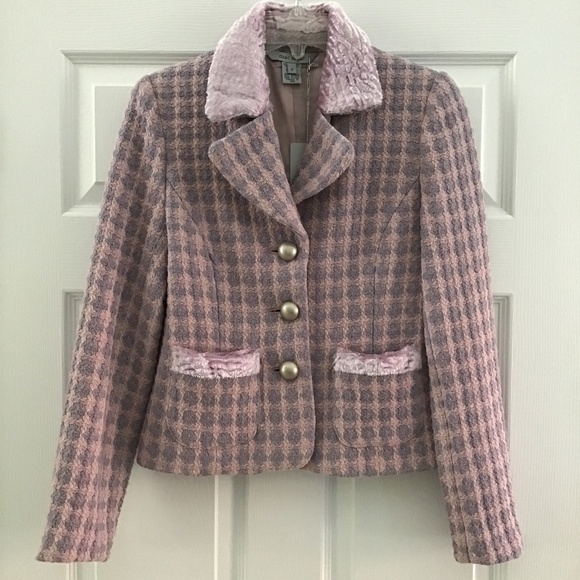 Beautiful Mac & Jac Light pink + lilac tweed textured jacket size 2 - Picture 3 of 5
